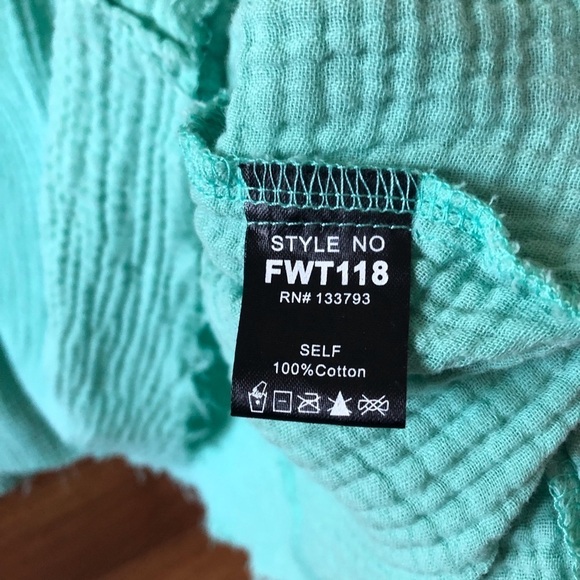 POL teal distressed gaze cotton crochet sleeveless tunic top in size S - Picture 7 of 9